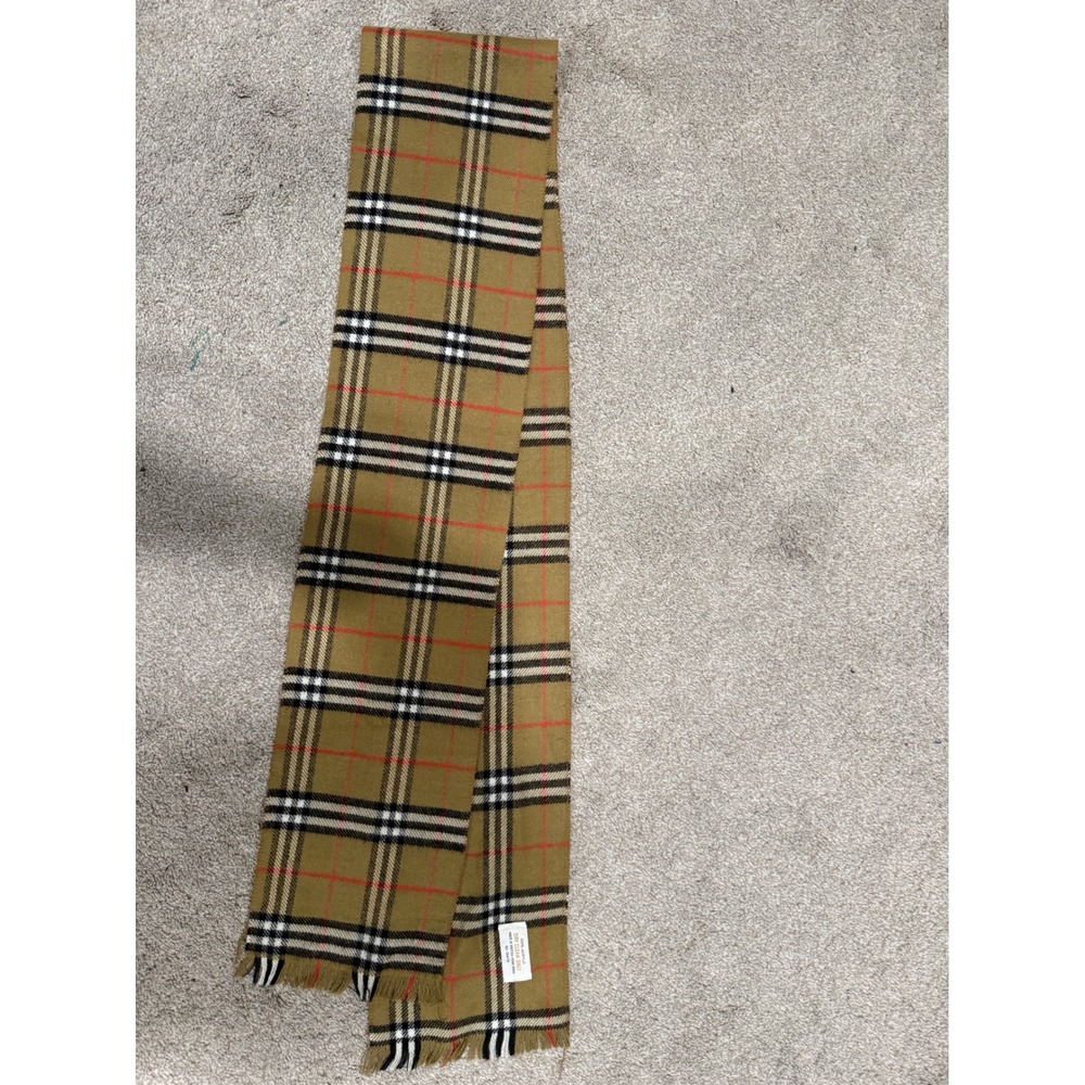 Iconic Checkered Scarf 100 Percent Acrylic Tan Black Red White Fringe